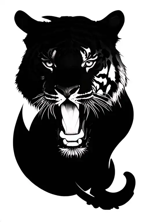 white tiger emerging tattoo design idea