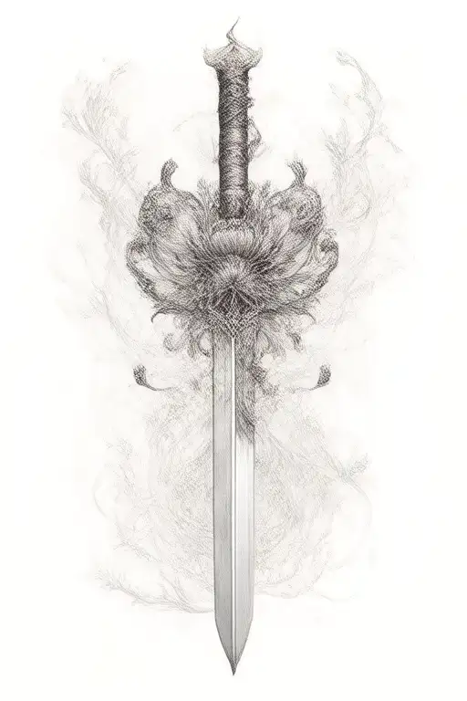 Scottish, claymore sword, thistle tattoo design idea