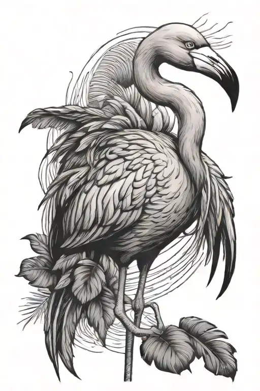 flamingo giving up tattoo design idea