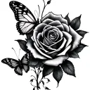 roses and butterflys tattoo design idea