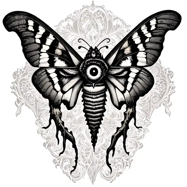 moth and third eye tattoo design idea