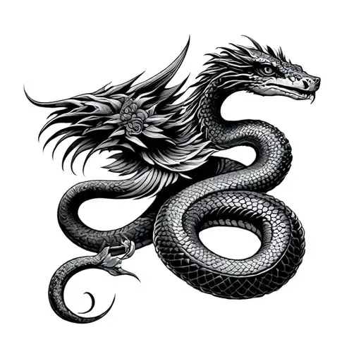 Quetzalcoatl snake tattoo design idea