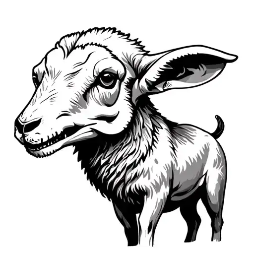lamb with wolf skull wearing tattoo design idea