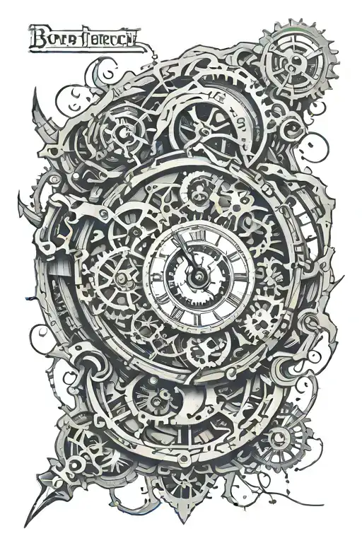 Broken clock tattoo design idea