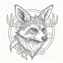 Racoon with deer antlers 8 points tattoo design idea