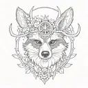 Racoon with deer antlers 8 points tattoo design idea