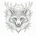 Racoon with deer antlers 8 points tattoo design idea