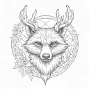 Racoon with deer antlers 8 points tattoo design idea