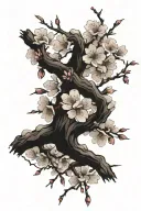 cherry blossom tree branches tattoo design idea