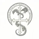 cross with dragon  tattoo design idea