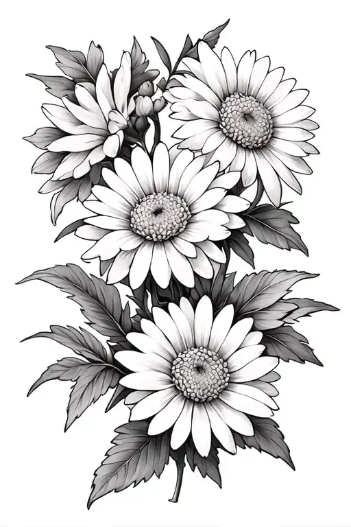 Aster And Chrysanthemum tattoo design idea