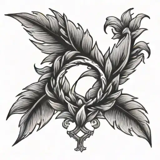 Laurel wreath tattoo in the form of an engagement ring tattoo design idea