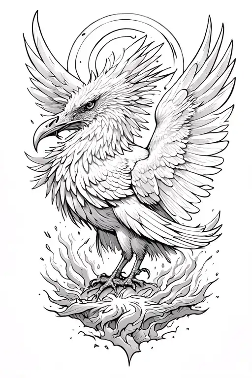 Phoenix rising from ashes tattoo design idea