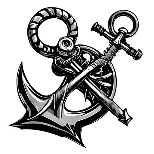 Harley Logo anchor engine morphing tattoo design idea