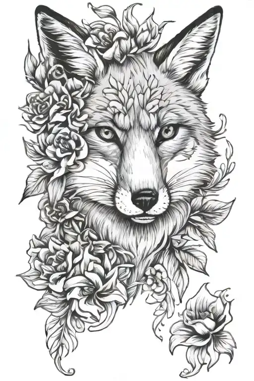 fox with lilies and wild roses tattoo design tattoo design idea