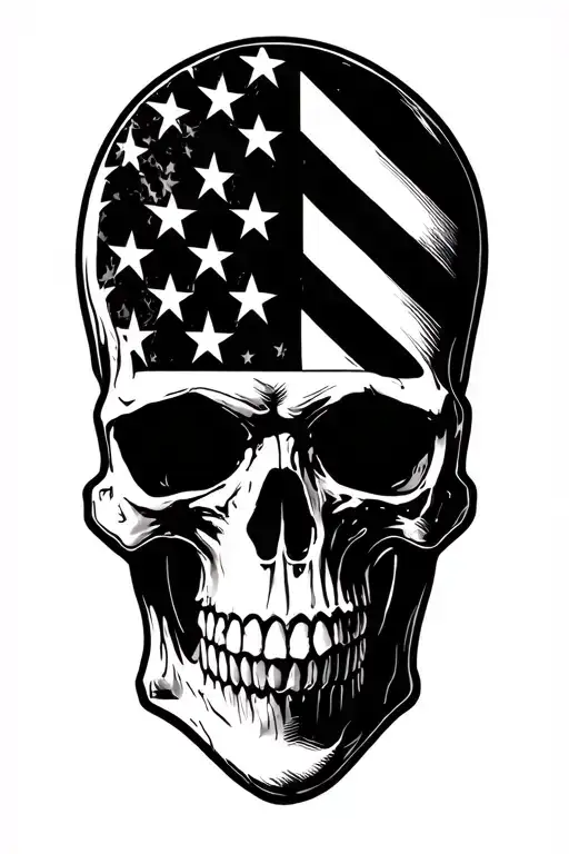 skull american flag outlaw gunslinger tattoo design idea