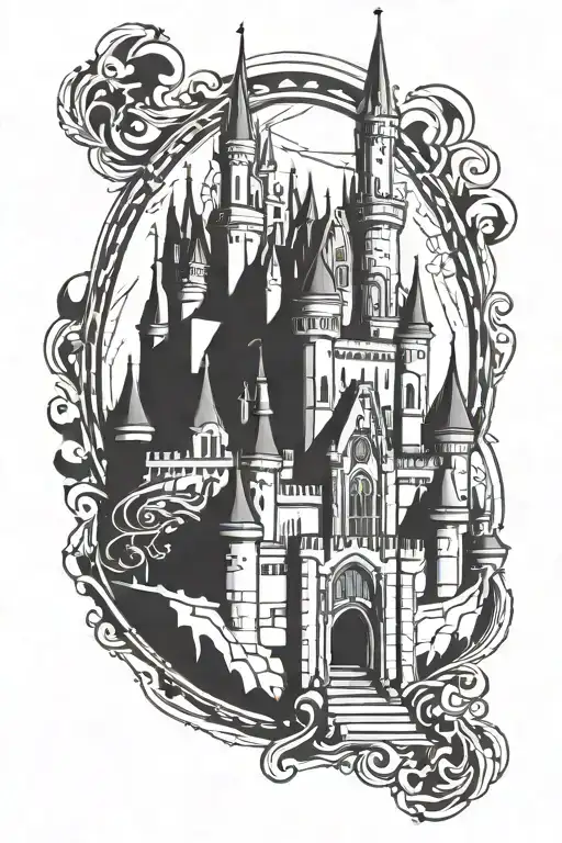 disney castle tattoo design idea