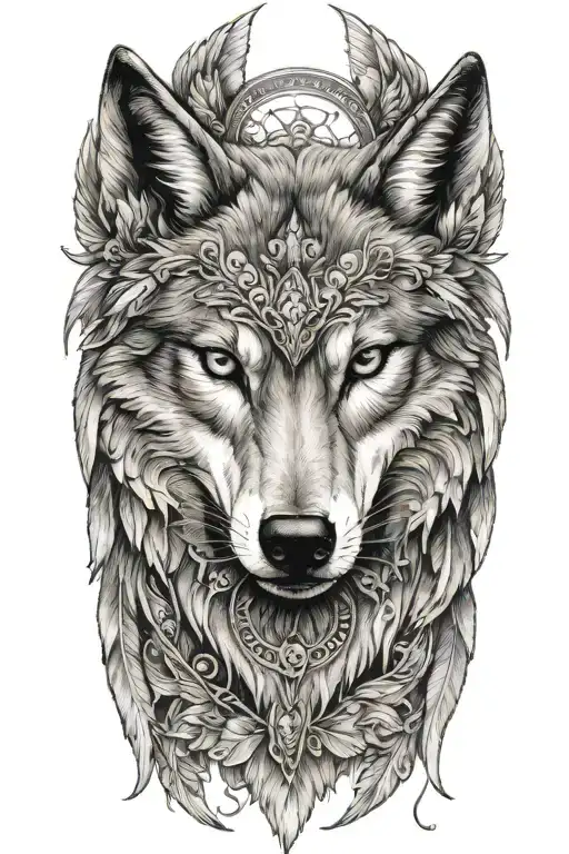 Wolf with angel wings tattoo design idea