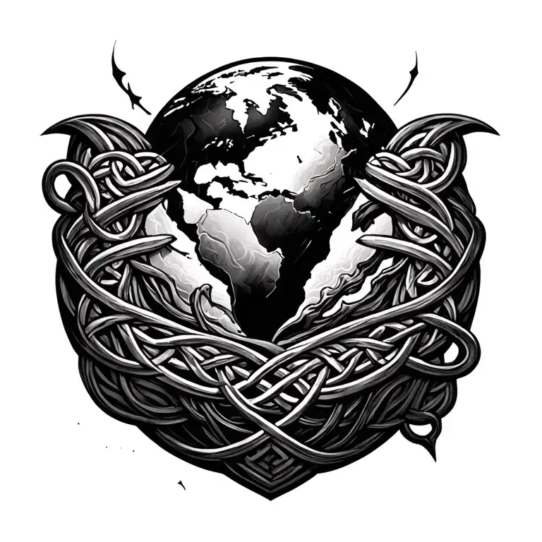 the world inside a celtic not  tattoo design idea