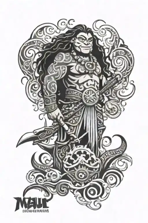 maui's Hook and Moana's pedal tattoo design idea