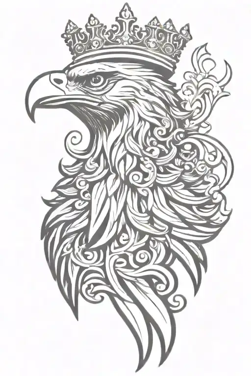 eagle royal flourish wearing crown tattoo design idea