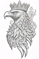 eagle royal flourish wearing crown tattoo design idea