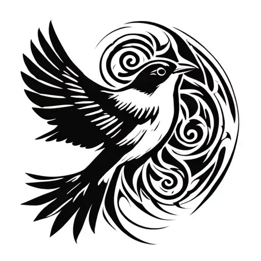 addiction recovery symbol with mockingbird flying tattoo design idea
