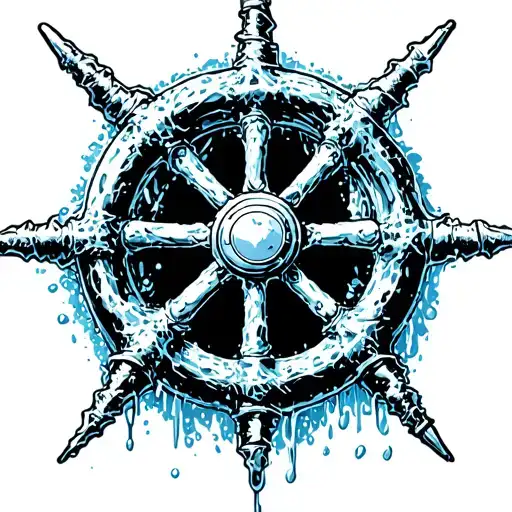 A sharp icicle shaped like a steering wheel tattoo design idea