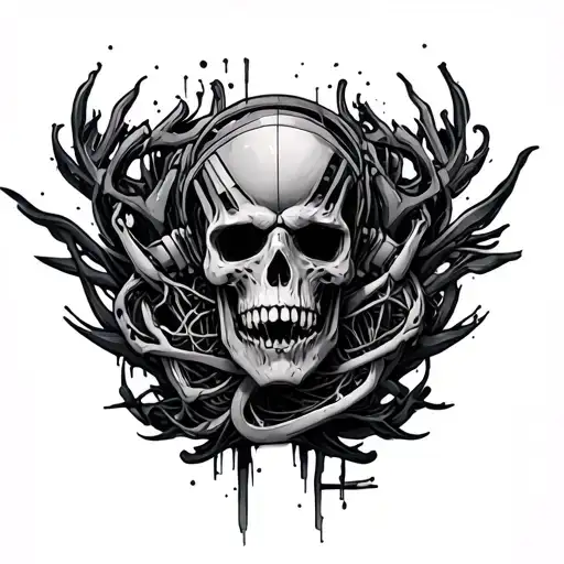 bio mechanical leg sleeve tattoo design idea