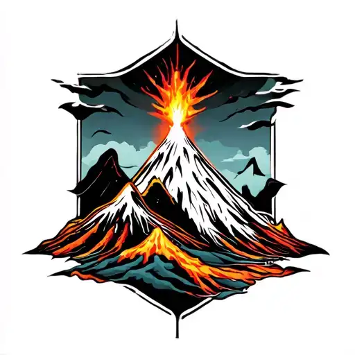 Volcano tattoo design idea