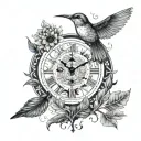 TREE OF LIFE, CLOCK, HUMAN, SUNFLOWERS, PHOENIX, HUMMINGBIRD tattoo design idea