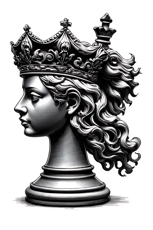 queen chess piece tattoo design idea