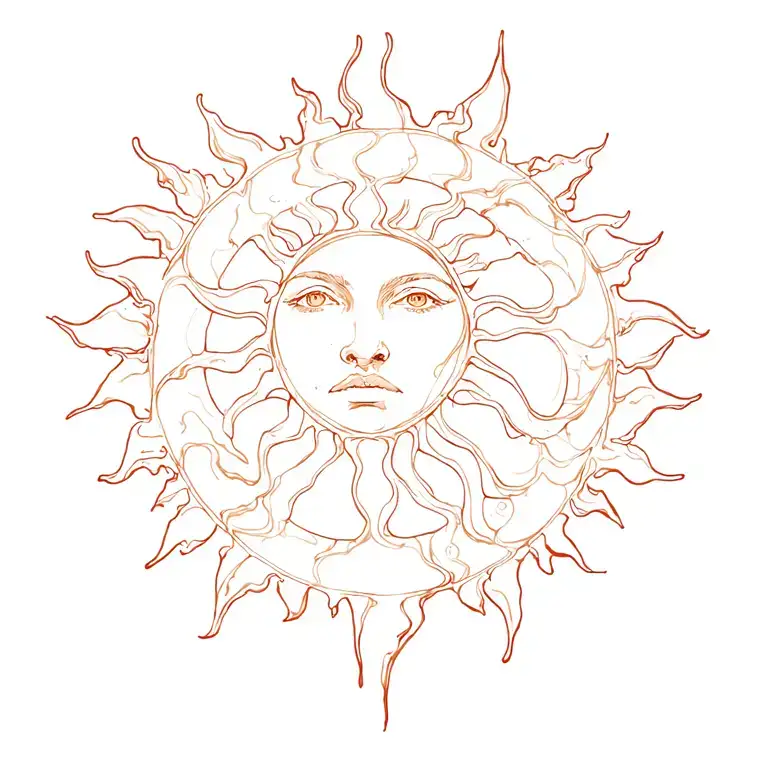 a sun with features and a melted c and s melted tattoo design idea