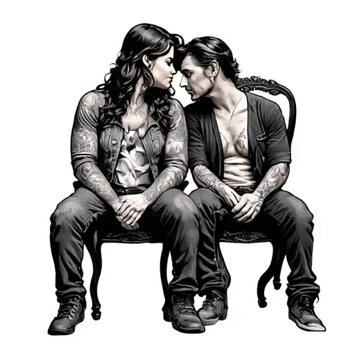 American and Britain best friends sitting tattoo design idea