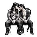 American and Britain best friends sitting tattoo design idea