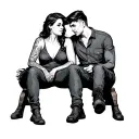 American and Britain best friends sitting tattoo design idea