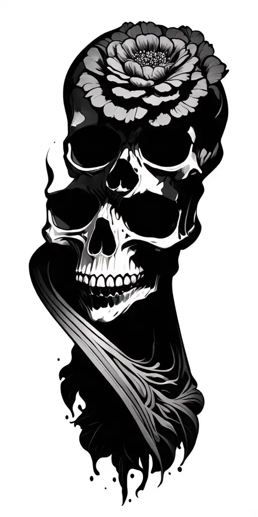 no flowers emo skull tattoo design idea