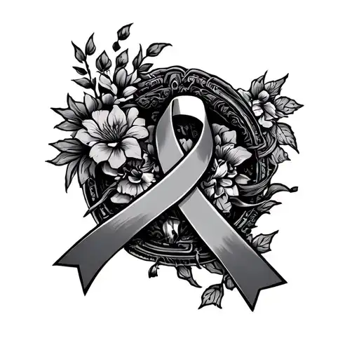 a tattoo in japanese style, with nautical and samurai element. with the hodgkin lymphoma ribbon blended in. tattoo design idea