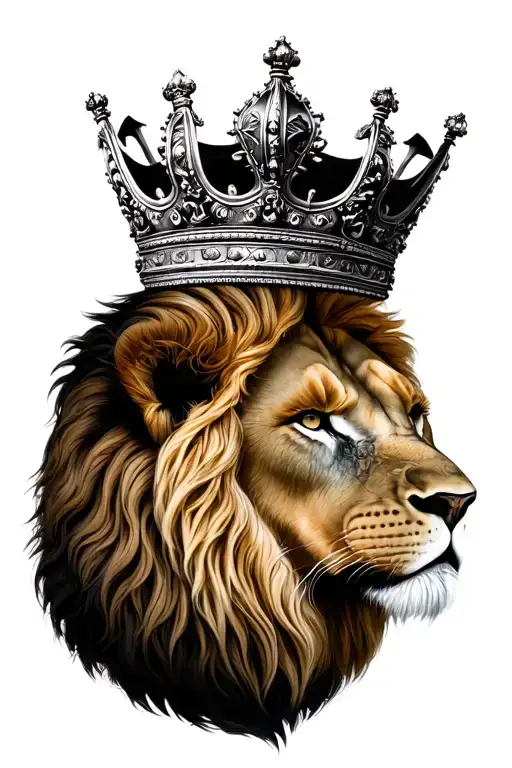 3 lion heads, one has a crown on head tattoo design idea