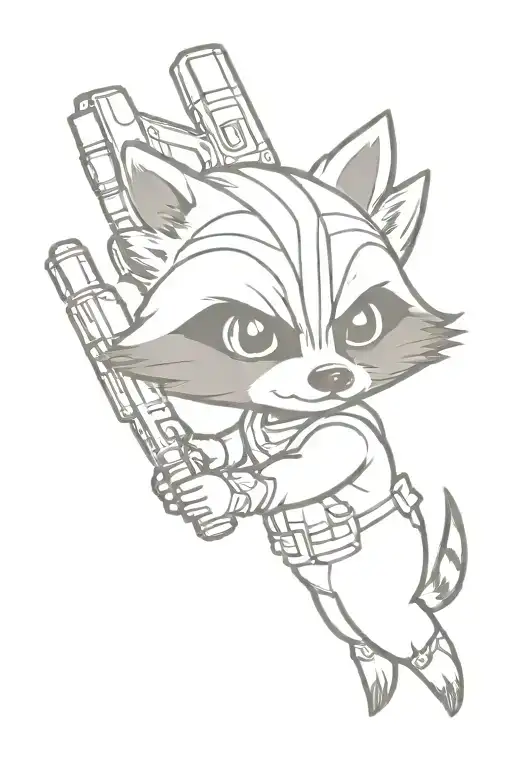 baby rocket raccoon guns tattoo design idea