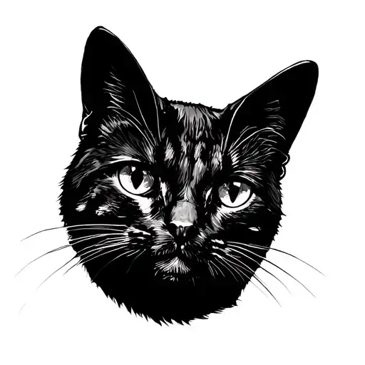 cat head simple just black no eyes tattoo design idea