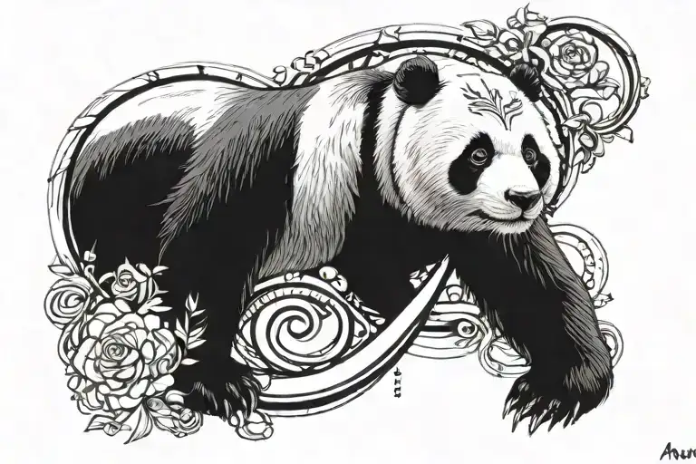 sign of infinity love. written inside anupriya girlfriend name with panda image tattoo design idea