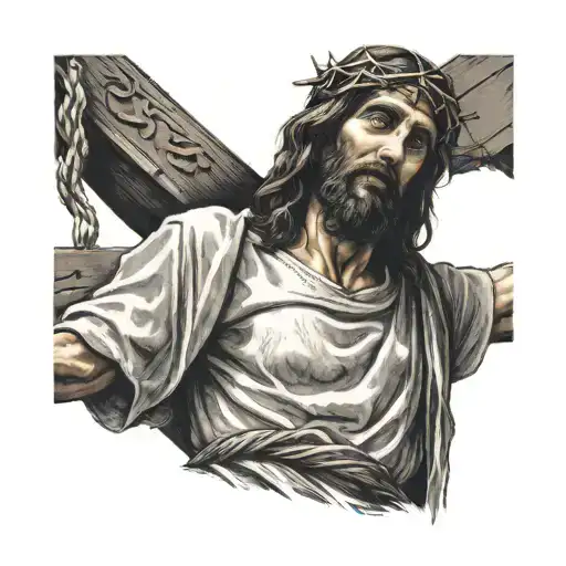 Jesus Christ carrying a cross tattoo design idea
