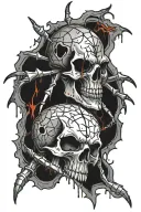 spider on  decay skull with impale dagger dripping blood tattoo design idea