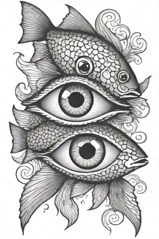eyeballs fish scales tattoo design idea