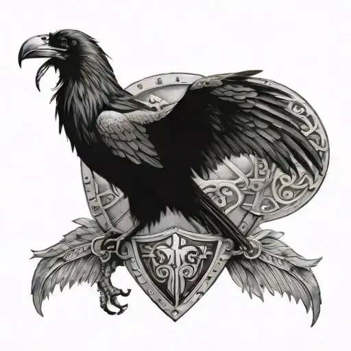 warrior,raven, shields ships or vikings tattoo design idea