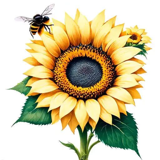 "Abby"  sunflower and a bumble bee tattoo design idea