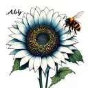 "Abby"  sunflower and a bumble bee tattoo design idea