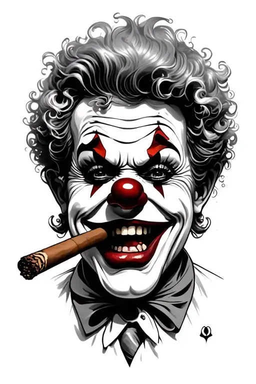 one happy and one sad clown smoking cigars   tattoo design idea