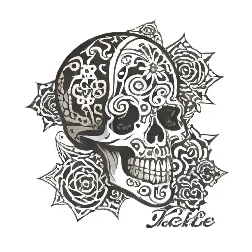 candy skull with the name jackie  tattoo design idea